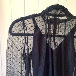 Mesh Long Sleeve Bodysuit, Size Small